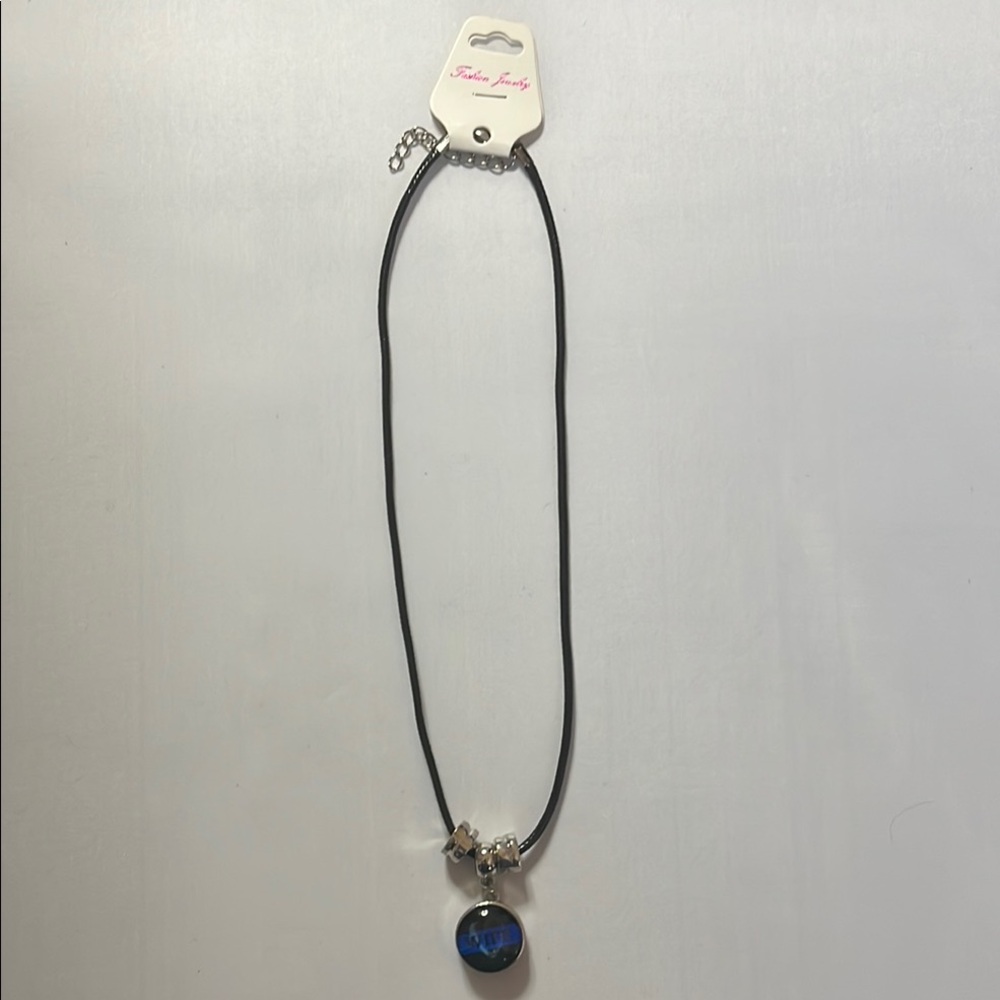 Elegant Thin Blue Line “Wife” Snap-On Charm Necklace